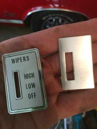 Comparing the new wiper switch face plate with the original