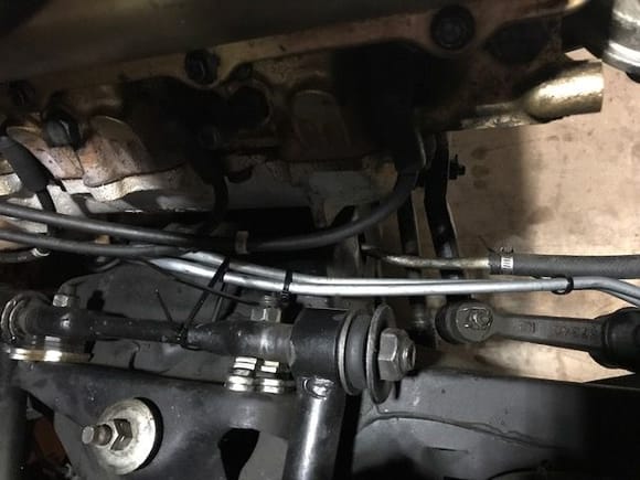 Transmission Cooling Lines - Over the crossmember and over the steering linkage