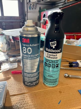 I was planning to use the 3M 80 adhesive, but learned about the DAP product from a Chevelle forum.