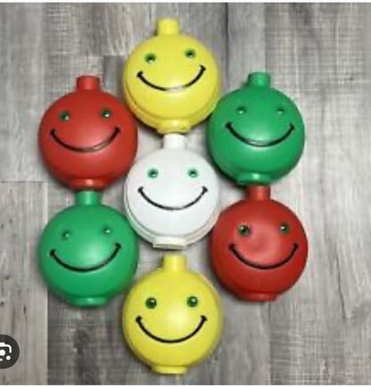 The smiley face blow mold lights. 