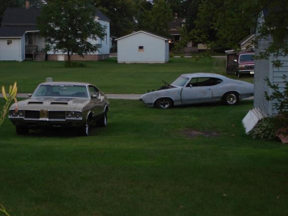 My back yard. There is another Cutlass behind the grey one.