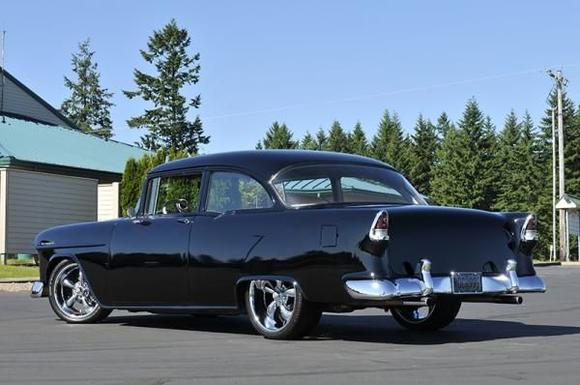 Note the shaved deck lid and the 55 Nomad rear bumper.