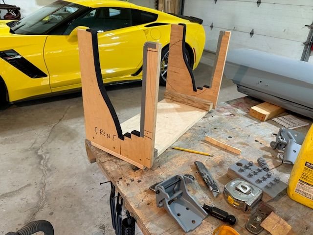 I took the door fixture fabricated earlier and cut away the door edge to allow installation of 1/4” foam weatherstrip from Home Depot.  Protection from scratching.