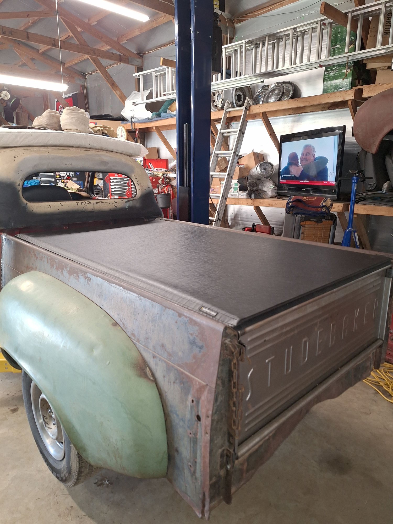 Roughing in custom bed cover.