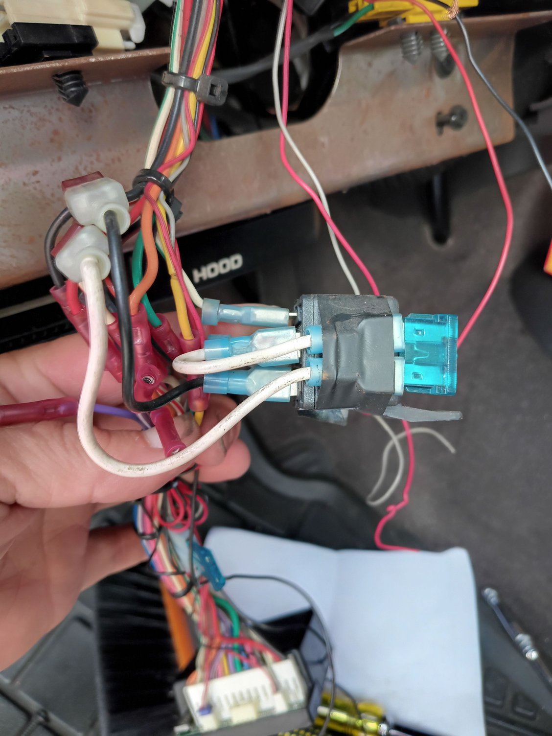 Speaker connectors wired to a relay