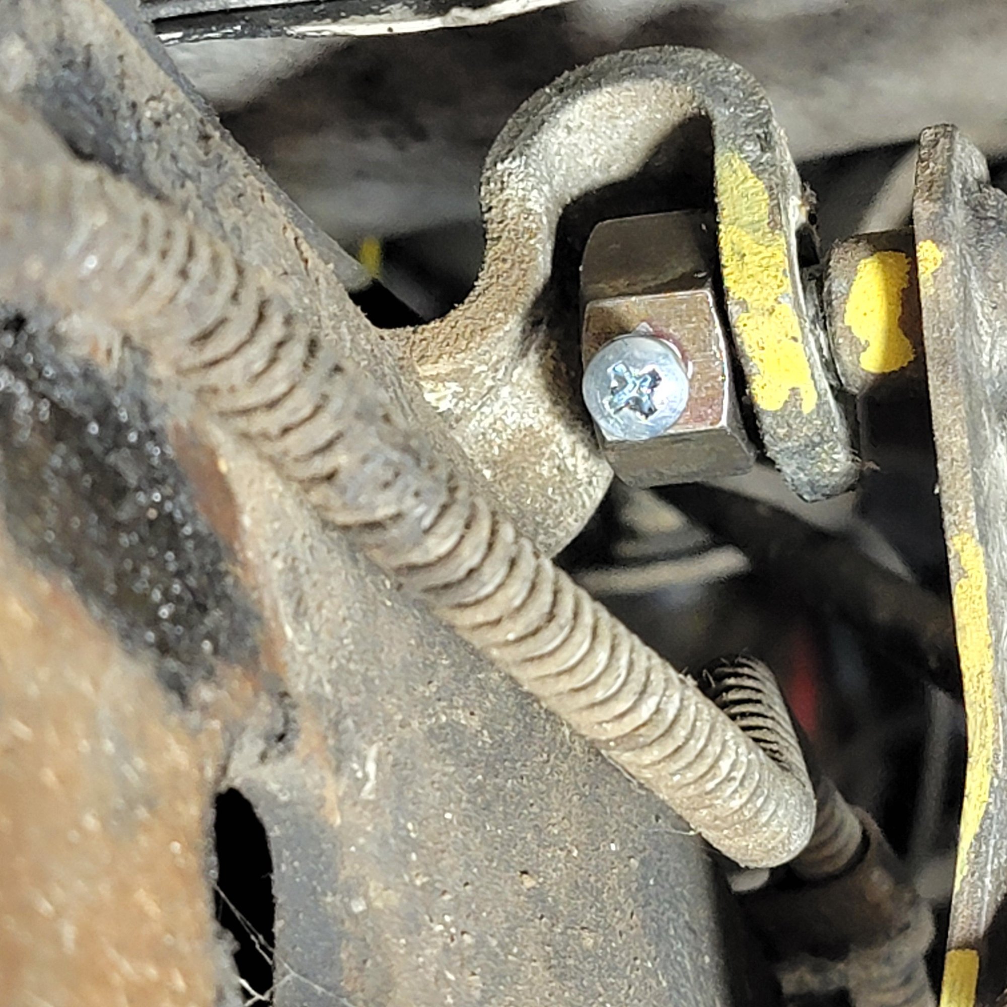 To install, had left arm over the tranny crossmember holding screwdriver. Right hand was trying to hold nut and linkage together. Ill see how long this lasts.