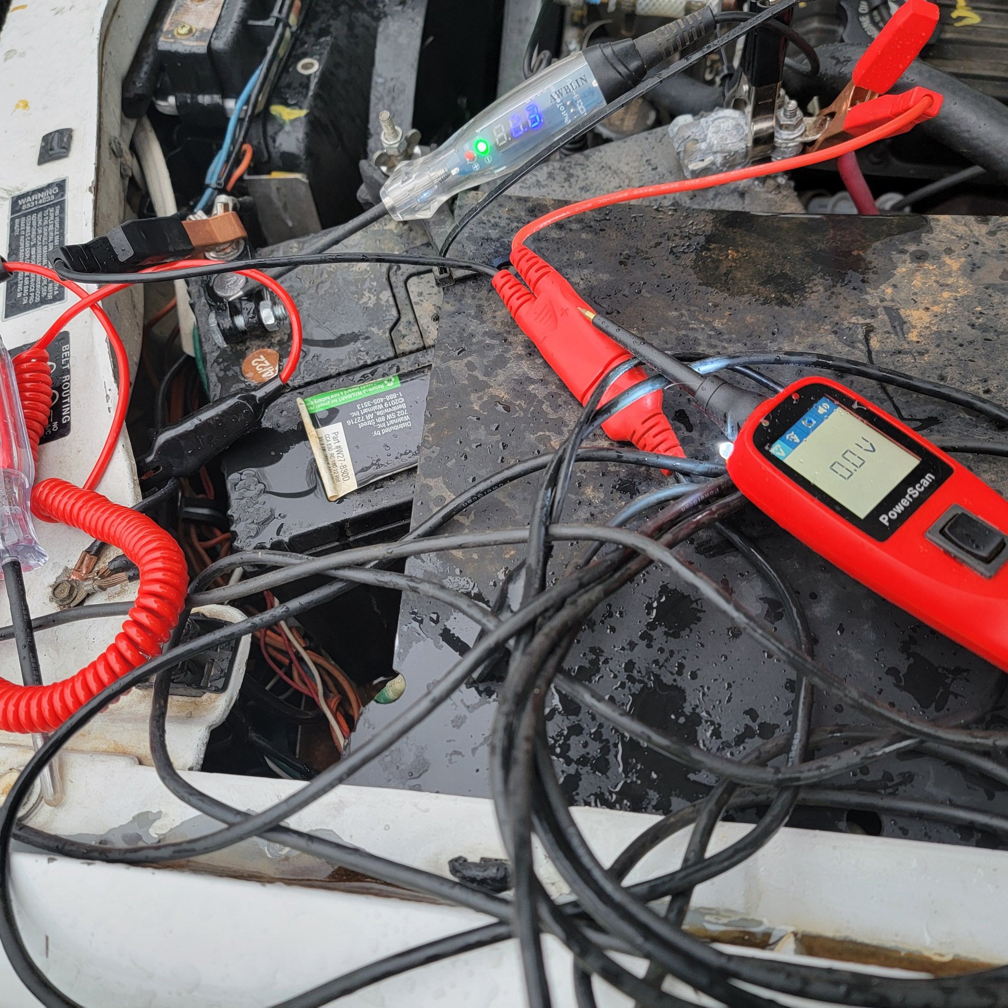 Several types of voltage testers, its just a little sprinkle. The power probe types usually have enough power cord to reach the rear lights.