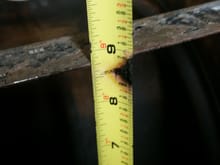 Measuring the oil pan depth to set the pickup tube. 8.75"