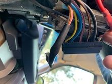 These are the 5 wires that go from the large wiring loom attached to the column and seem end here, below the ignition.