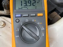 Makes sense why the switch melted, here’s the voltage at the headlights with the engine running. With the small gauge wire at the switch (some stuff looked like 18 gauge or smaller)