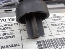 Here is the mushroom piece I pulled (along with a section of the hose it was attached to).  You can see the ribs where it goes into the hose.