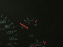 This is where the gauge sits as I pull in my driveway it was higher than that but driving only 7 miles it dropped dramatically. Note the truck is running too