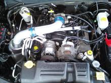 V8 with a cold air intake Stage 1 jet chip &amp; dual exhaust with a flowmaster that sounds AWESOME!!