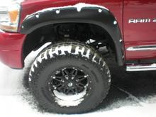 Dick Cepek Mud Country M/S 35x12.50x17, Fuel Off-Road Hostage black 17" wheels, Bush Wacker Fender Flares Pocket style