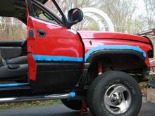removed all rust. repainted trim and herculined over that