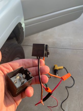 Using the relay from the donor dash and 12 gauge wire. 