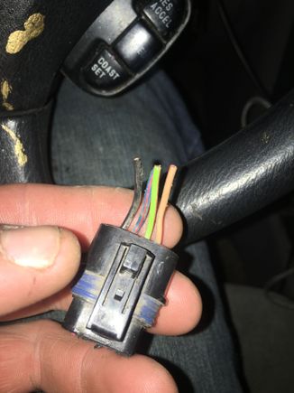 The 4 wires under the hood went to this plug, I found it in the cab of the truck. Is this the cruise control connector?