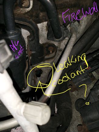 What is this tube coming through the firewall circled in yellow? It’s leaking coolant. 