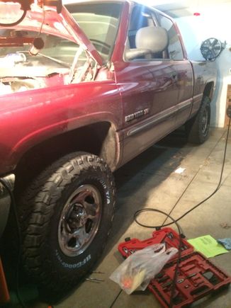 I had to move everything away from the wall and still the truck only cleared the garage door by about 3 inches