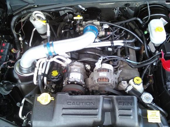 V8 with a cold air intake Stage 1 jet chip &amp; dual exhaust with a flowmaster that sounds AWESOME!!