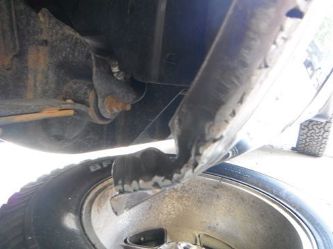 Lots of small welds to keep the panel from warping.
Grind smoothe and coat with primer and paint. I spayed a wax based rust preventative on the whole thing as well as the painted surface under the flares to keep it from rusting.