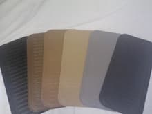 floormats heelpad available in Black, Dark Tan, Light Tan, Caramel, Light Grey, and Charcoal  (adds $5 to mat price)