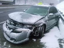 Totaled on the PA Turnpike, after an encounter with a rabid Penndot snow plow.
