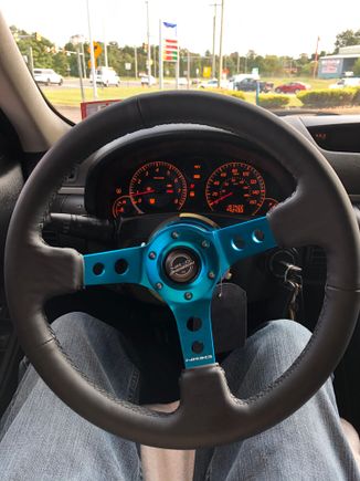 Just replaced the suede NRG wheel I had with this one from TriState Motorsports.