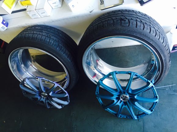 Both rears taken apart and polished up. The faces are ready to be refinished if you would like. Still $1800.00 with two sets of tires!