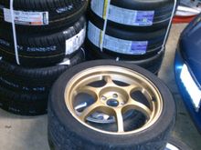 Hankook A/S for the S2000, Toyo Proxes RR for the MR2, and a shot of the Advan RGs and Borbet Type Cs