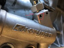 I circled where it leaks. Clutch line is secured and does not leak.