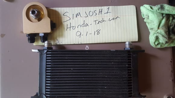 Mishimoto 13row oil cooler with Mishimoto sandwich thermostat $100 for both.