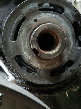 End of the crank where the balancer bolts on