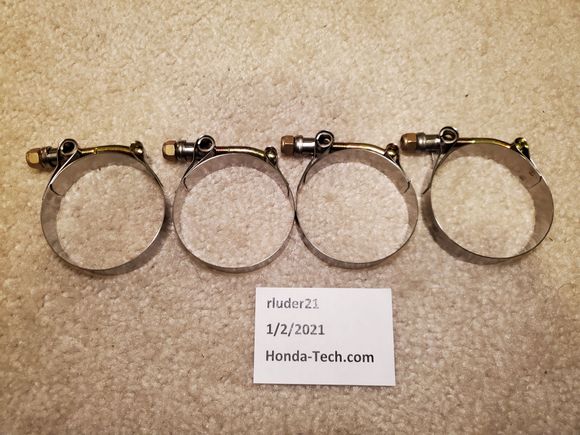 4 Dixon T-bolt clamps 2.25" - 2.75" 