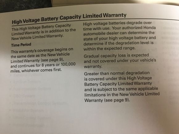 New car Honda battery warranty