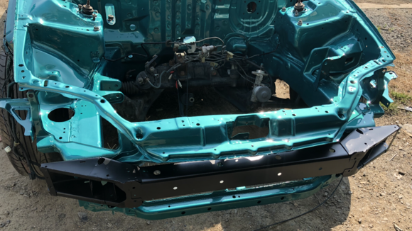 Bay all untaped. Body panels will go on and be aligned and fitted this week, then the entire car will get blocked, then sealer and paint. 
