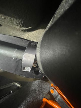 Zero clearance between muffler and passenger sway bar bracket, need to take car to exhaust shop to have muffler moved over about 1”.