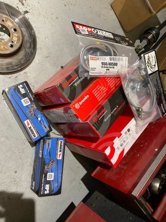 Stoptech braided lines and Hawk HPS front/rear pads, Brembo Blanks for front and rear. 