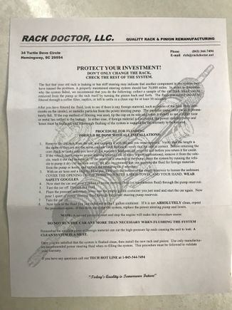 Instructions from The Rack Doctor