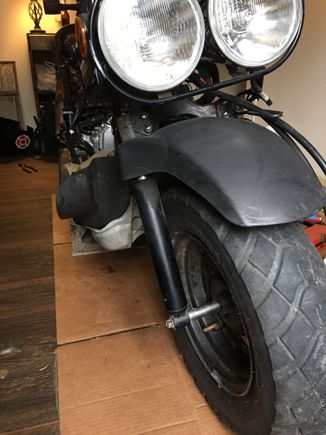 Again bike is level 
Front tire is off set 