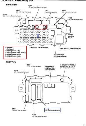 Red are the option connectors. Blue is the unused fuse and what connector it goes to