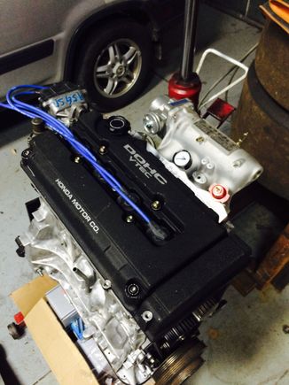 Built B20z/vtec 
B16 head
Skunk 2 intake manifold 
Skunk 2 throttle body
Crower rods
Wiesco pistons
Skunk 2 springs and retainers 
Balanced crank
Total seal piston rings 
ARP" rod bolts, head bolts, intake and exhaust manifold fasteners"
Skunk 2 can gears
Skunk 2 alpha header
Skunk 2 oil cap, radiator cap, battery tie down, valve cover fasteners 
Clutch master stage 2 clutch and flywheel
Hondata p28 s300 custom tune...


AEM individual coils dist delete and NOS Kit coming soon