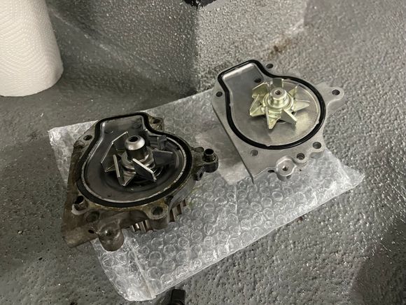 The old NPW water pump has 3 dowels, the bew Honda one doesn't have them