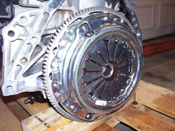 Clutch and flywheel installed
