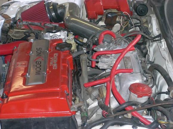 honda crx side view of engine