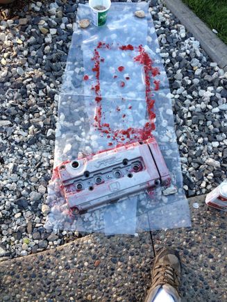 as my interior was drying I tackled the valve cover the repaint job was horrible.