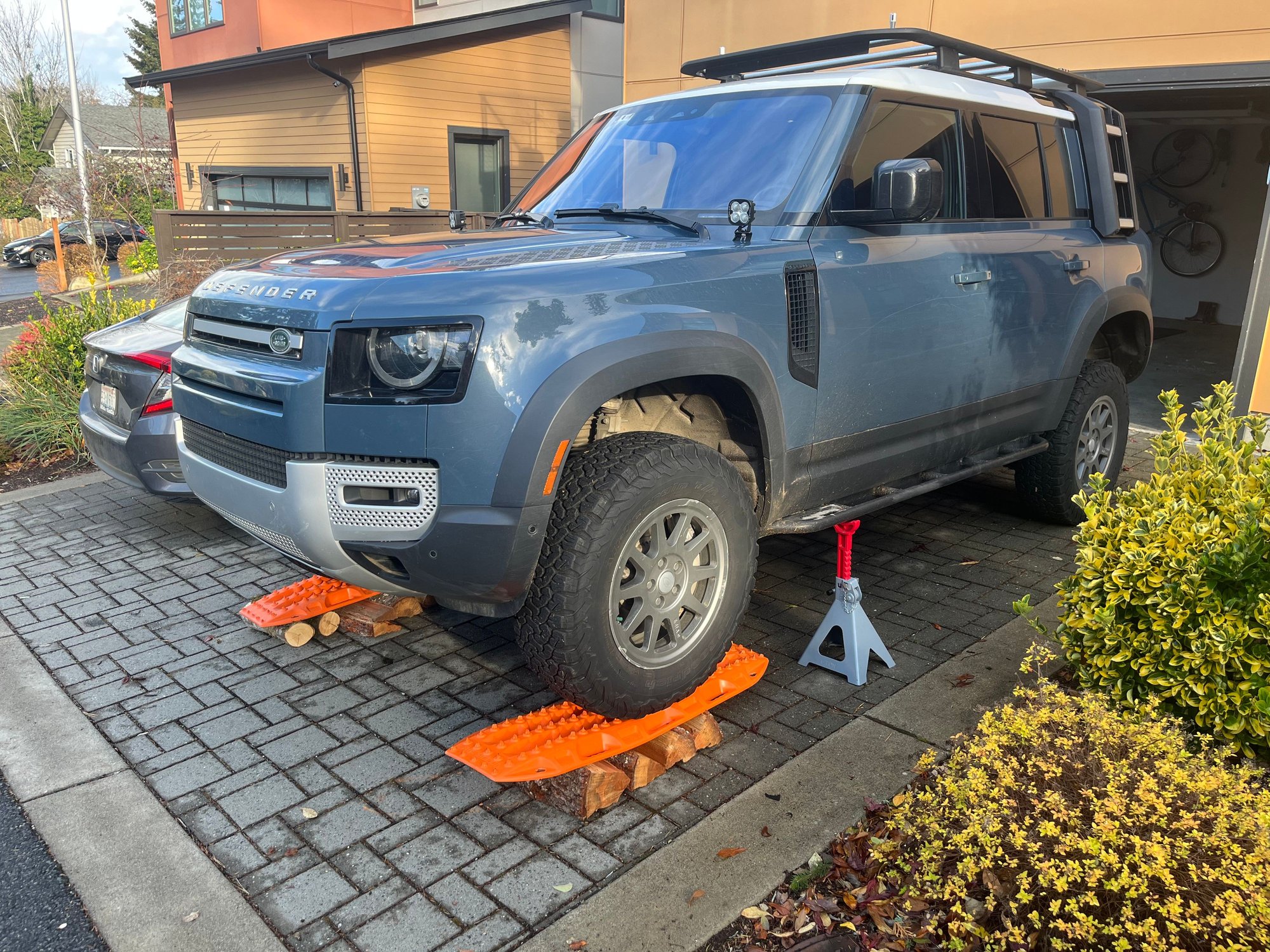 Lift and jack stands as a fail safe. 