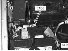 E100 is the battery ground to the body.  The Electrical Troubleshooting Manual, which is an available elsewhere in this forum, has an appendix with pics of all major grounds and wiring harnesses. Go wild. 