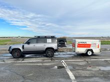 On the move pic. My ball height is a little high for this trailer with my 1.5" lift/tires.