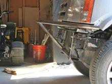 Bumper started, I chose to design on the fly. I dont know how it will look when done. So far it looks to big without a lift.